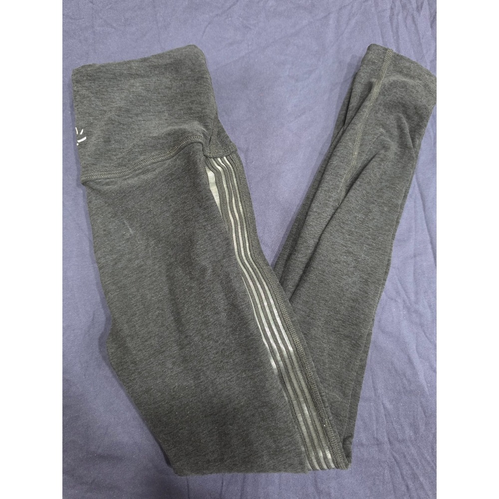Beyond Yoga Womens XS Gray Heather Metallic Stripe High Waisted Leggings USA